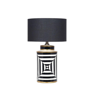 Pacific Lifestyle Lighting Optic Black and White Optic Stripe Ceramic Table Lamp House of Isabella UK