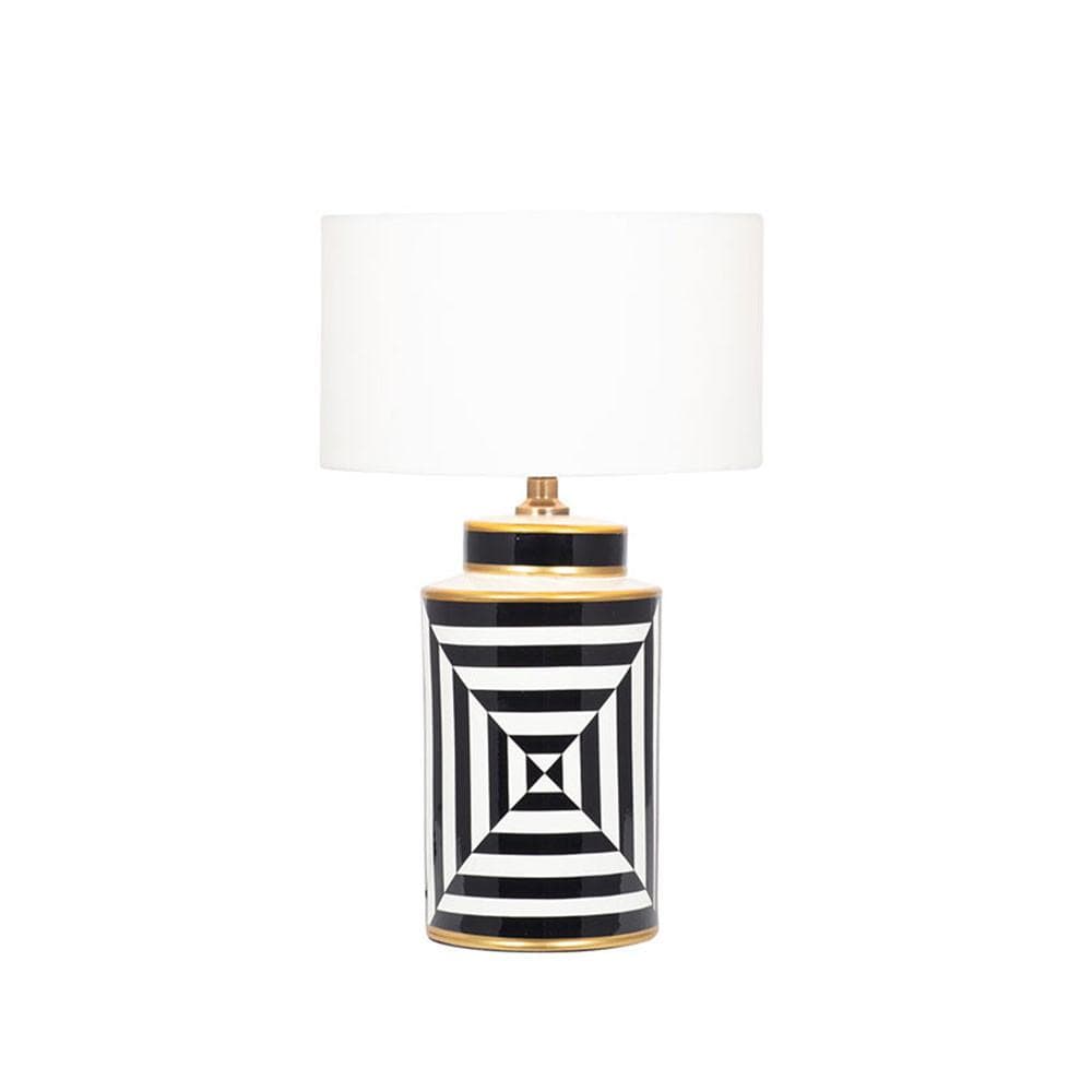 Pacific Lifestyle Lighting Optic Black and White Optic Stripe Ceramic Table Lamp House of Isabella UK