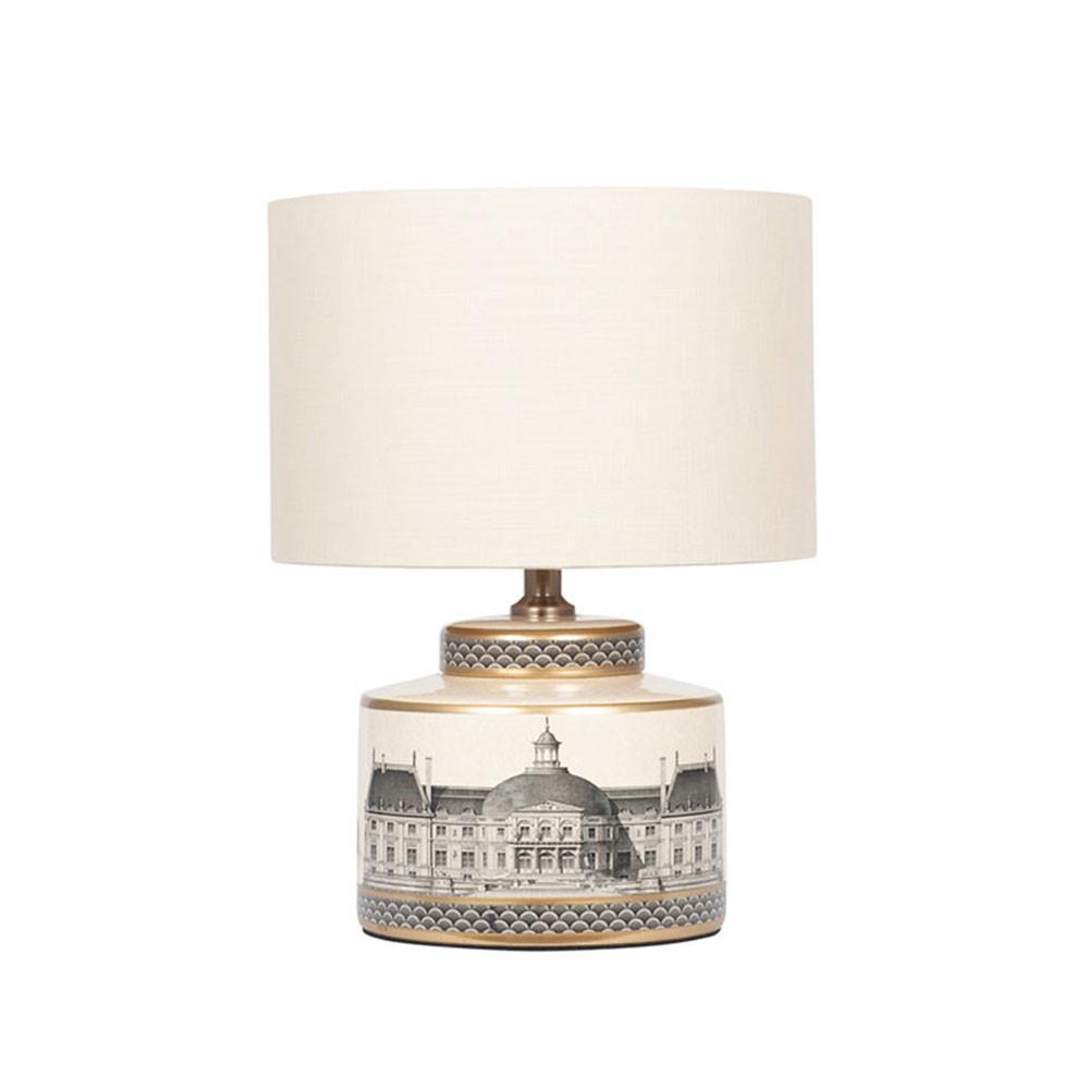 Wren Black and Cream Building Print Ceramic Table Lamp Base Only