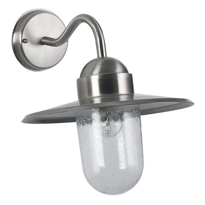 Pacific Lifestyle Outdoors Lilium Brushed Steel Metal and Glass Fisherman Wall Light House of Isabella UK