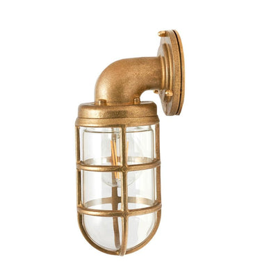 Pacific Lifestyle Outdoors Lupin Antique Brass Metal Caged Hanging Outdoor Wall Light House of Isabella UK