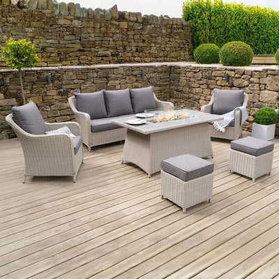 Pacific Lifestyle Outdoors Stone Grey Antigua Lounge Set with Ceramic Top and Fire Pit House of Isabella UK