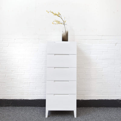 Orchid 5 Drawer Narrow Chest - White - House of Isabella UK