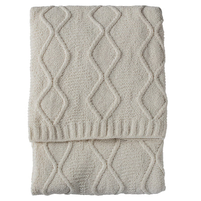 Bodhi Accessories Blencogo Knit Cable Throw Cream House of Isabella UK