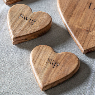 Bodhi Accessories Buckland Heart Coasters Natural Set of 4 House of Isabella UK