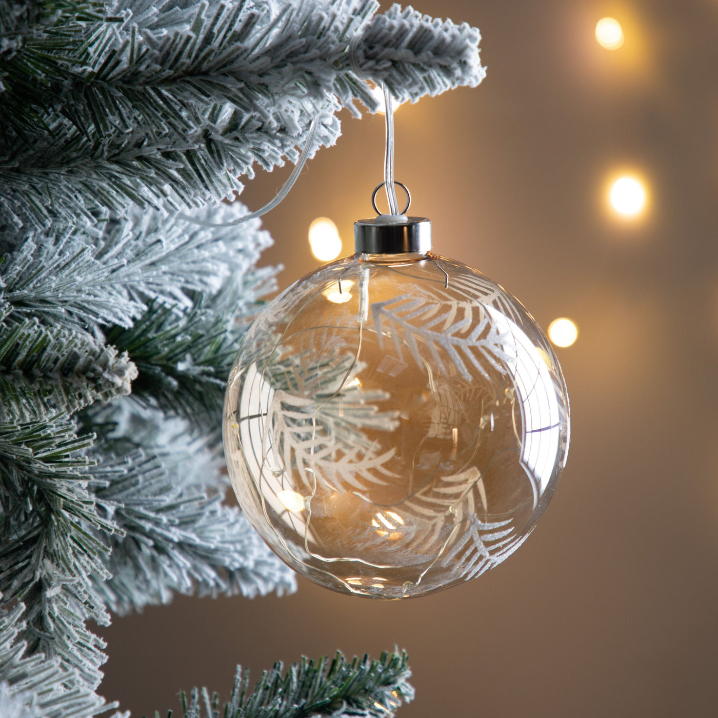 Bodhi Accessories Butcombe Etched Bauble with LED Clear House of Isabella UK