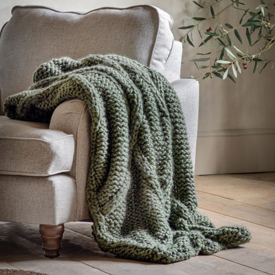 Bodhi Accessories Cable Knit Diamond Throw House of Isabella UK