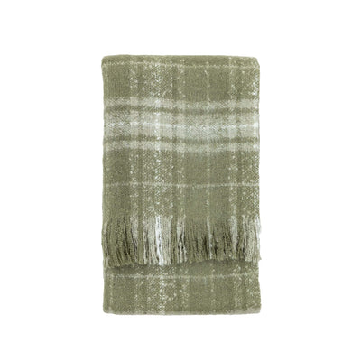 Bodhi Accessories Check Faux Mohair Throw Olive House of Isabella UK