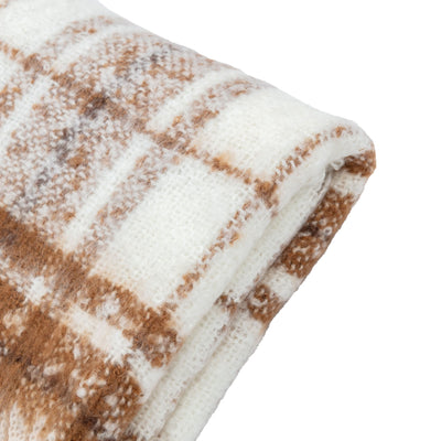 Bodhi Accessories Check Faux Mohair Throw Tan House of Isabella UK