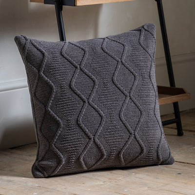Bodhi Accessories Chenille Cable Cushion Cover Grey House of Isabella UK