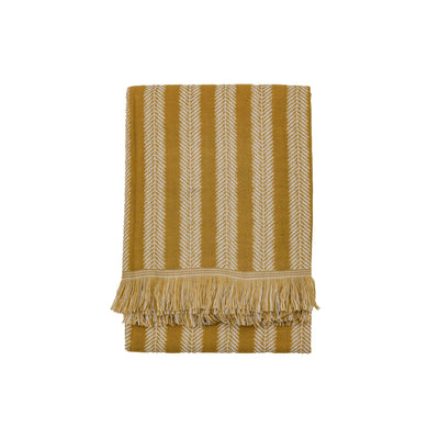 Bodhi Accessories Clophill Weave Throw with Fringe Ochre House of Isabella UK