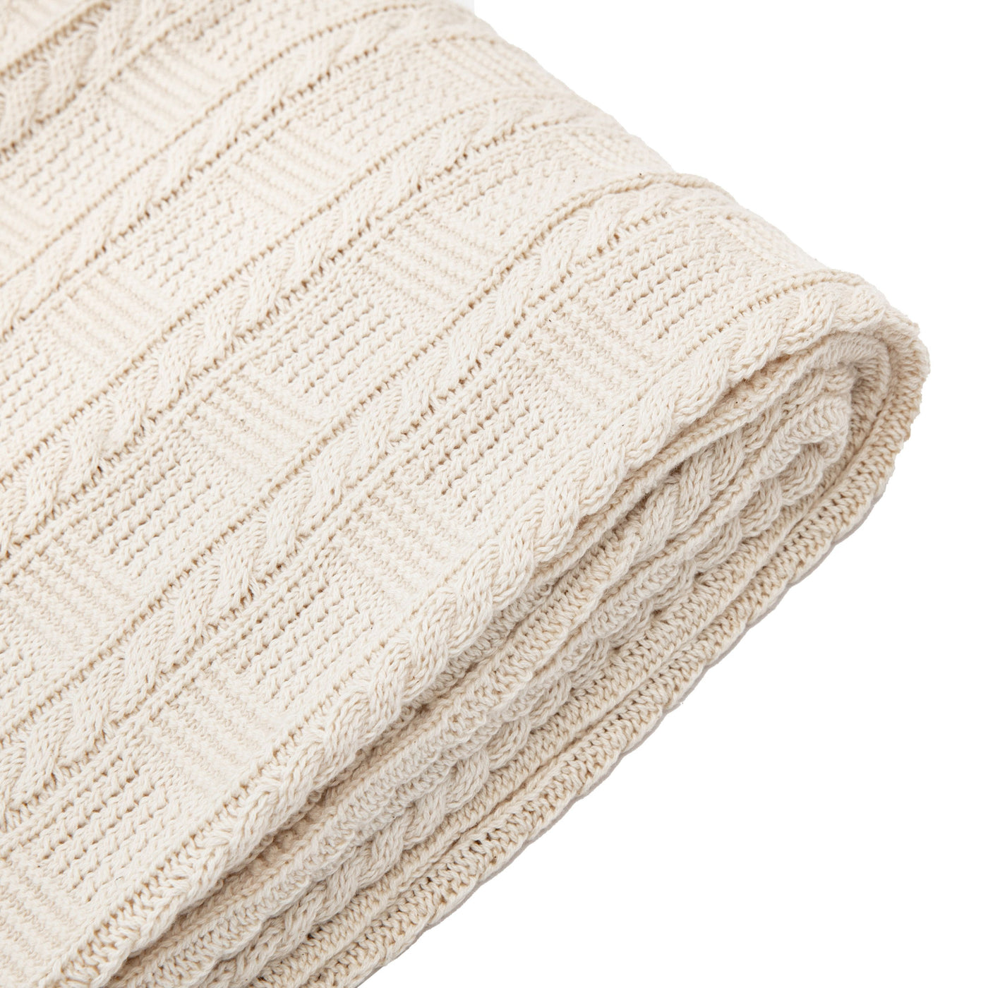 Bodhi Accessories Cotton Cable Throw Cream House of Isabella UK