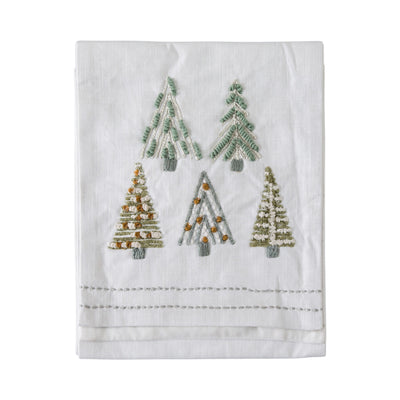 Bodhi Accessories Emb Trees Table Runner Winter White Large House of Isabella UK
