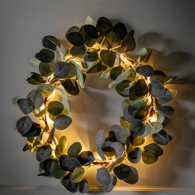 Bodhi Accessories Eucalyptus Wreath 20 LED Lights House of Isabella UK