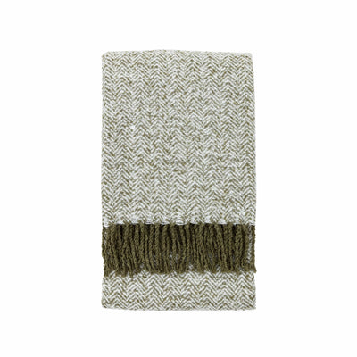 Bodhi Accessories Herringbone Faux Mohair Throw Olive House of Isabella UK