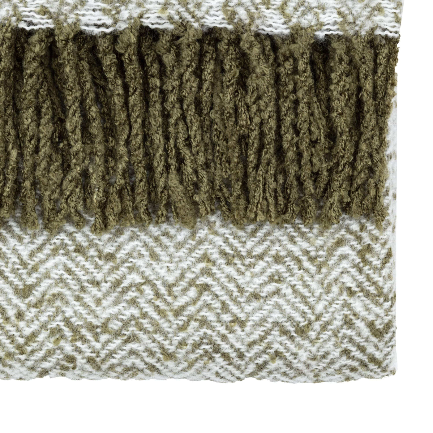 Bodhi Accessories Herringbone Faux Mohair Throw Olive House of Isabella UK