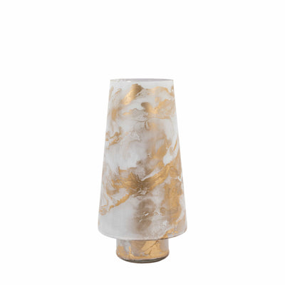 Bodhi Accessories Marbled Hurricane Large Gold White Candle Holder House of Isabella UK