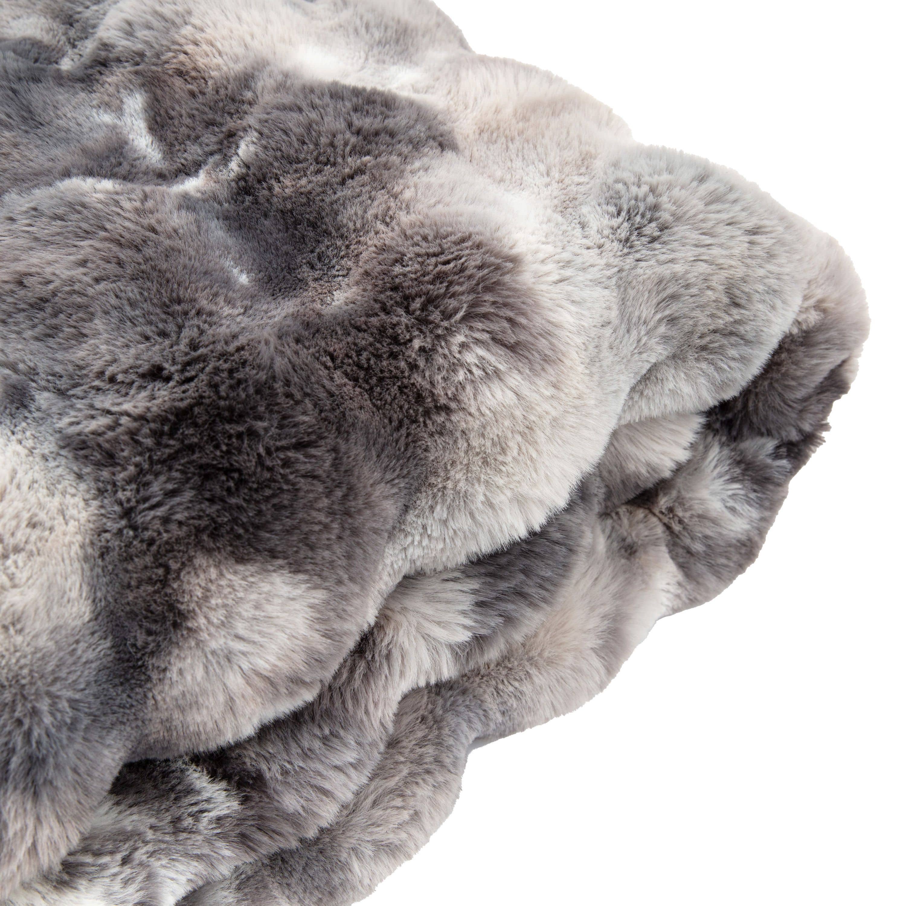 Marshmallow Marble Rabbit Fur Throw – House of Isabella UK