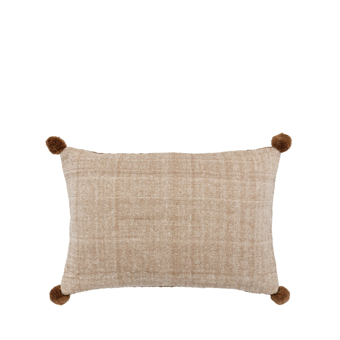 Bodhi Accessories Moss Stitched Pom Pom Cushion Cover Tan House of Isabella UK