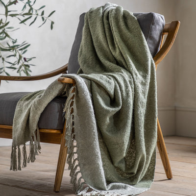 Bodhi Accessories Stripe Faux Mohair Throw Olive House of Isabella UK