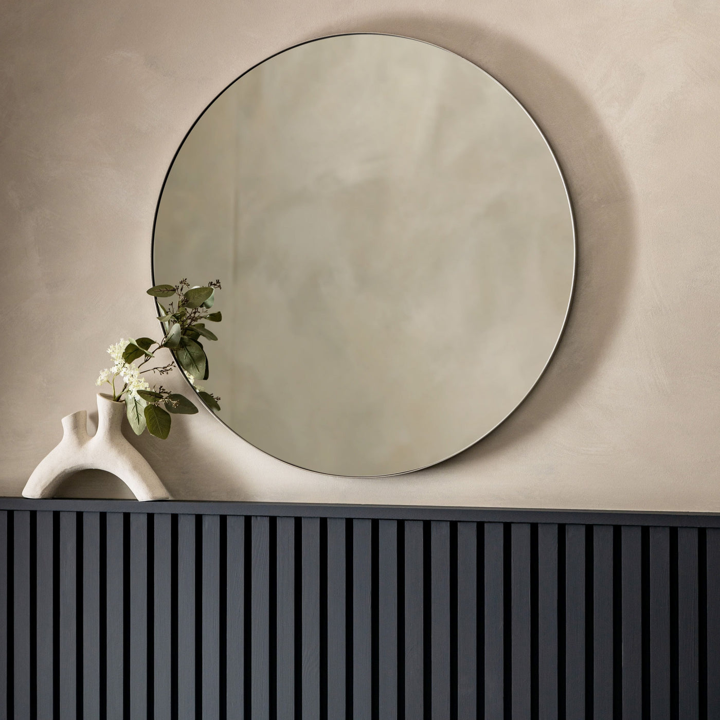 Bodhi Living Beaminster Round Mirror Silver House of Isabella UK