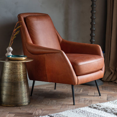 Bodhi Living Beedon Armchair Brown Leather House of Isabella UK