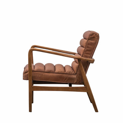 Bodhi Living Brampton Armchair Vintage Brown Leather W700 x D740 x H800mm House of Isabella UK