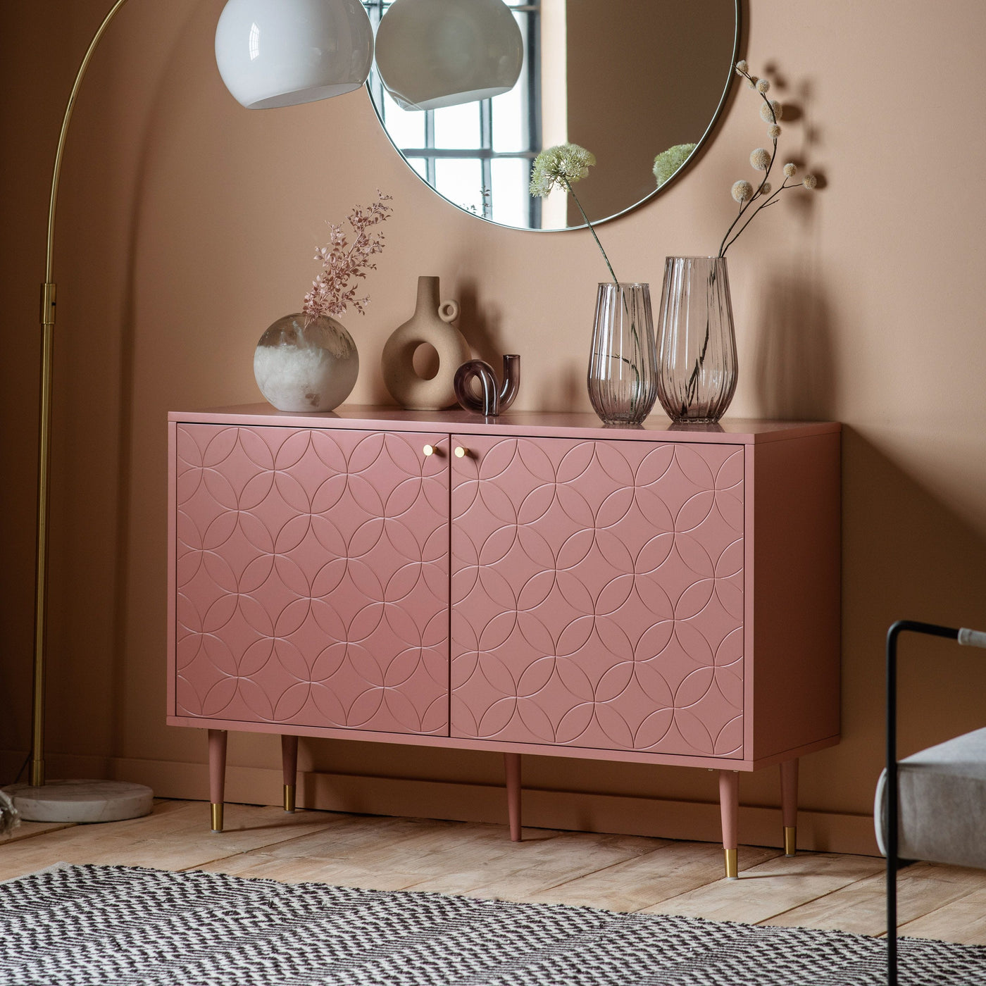 Bodhi Living Chipping 2 Door Cabinet Pink 1200x400x790mm House of Isabella UK