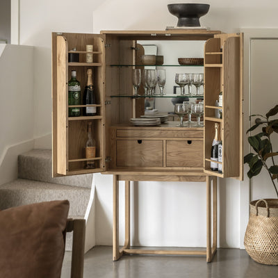 Bodhi Living Payton Cocktail Cabinet Natural 850x450x1600mm House of Isabella UK