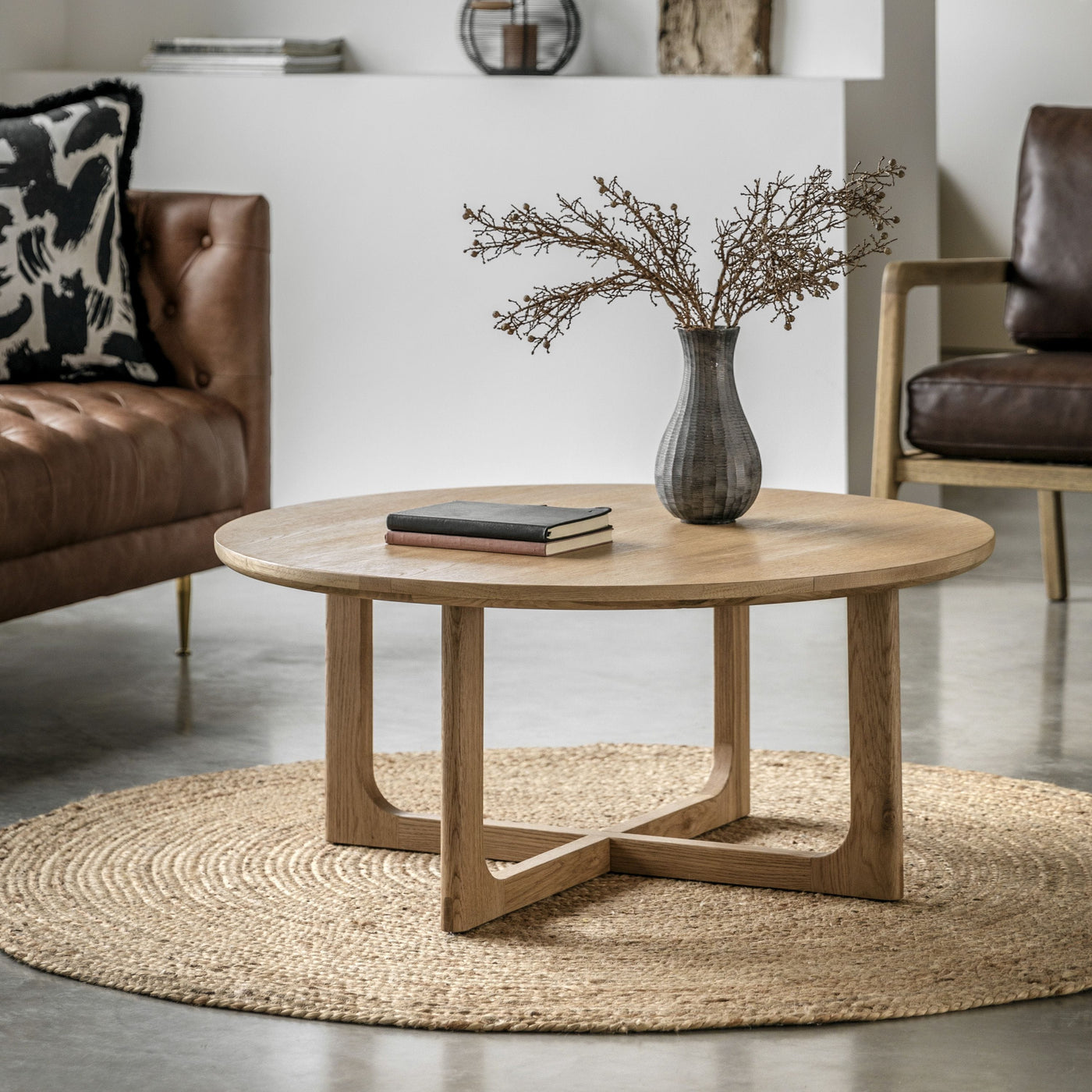 Bodhi Living Payton Round Coffee Table Natural 900x900x400mm House of Isabella UK