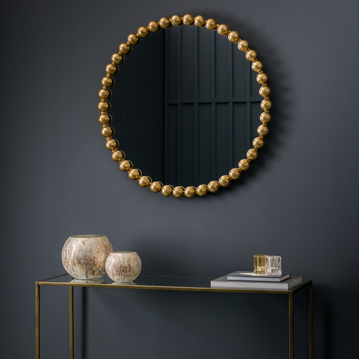 Bodhi Mirrors Blackwater Round Mirror Gold 800x35x800mm House of Isabella UK