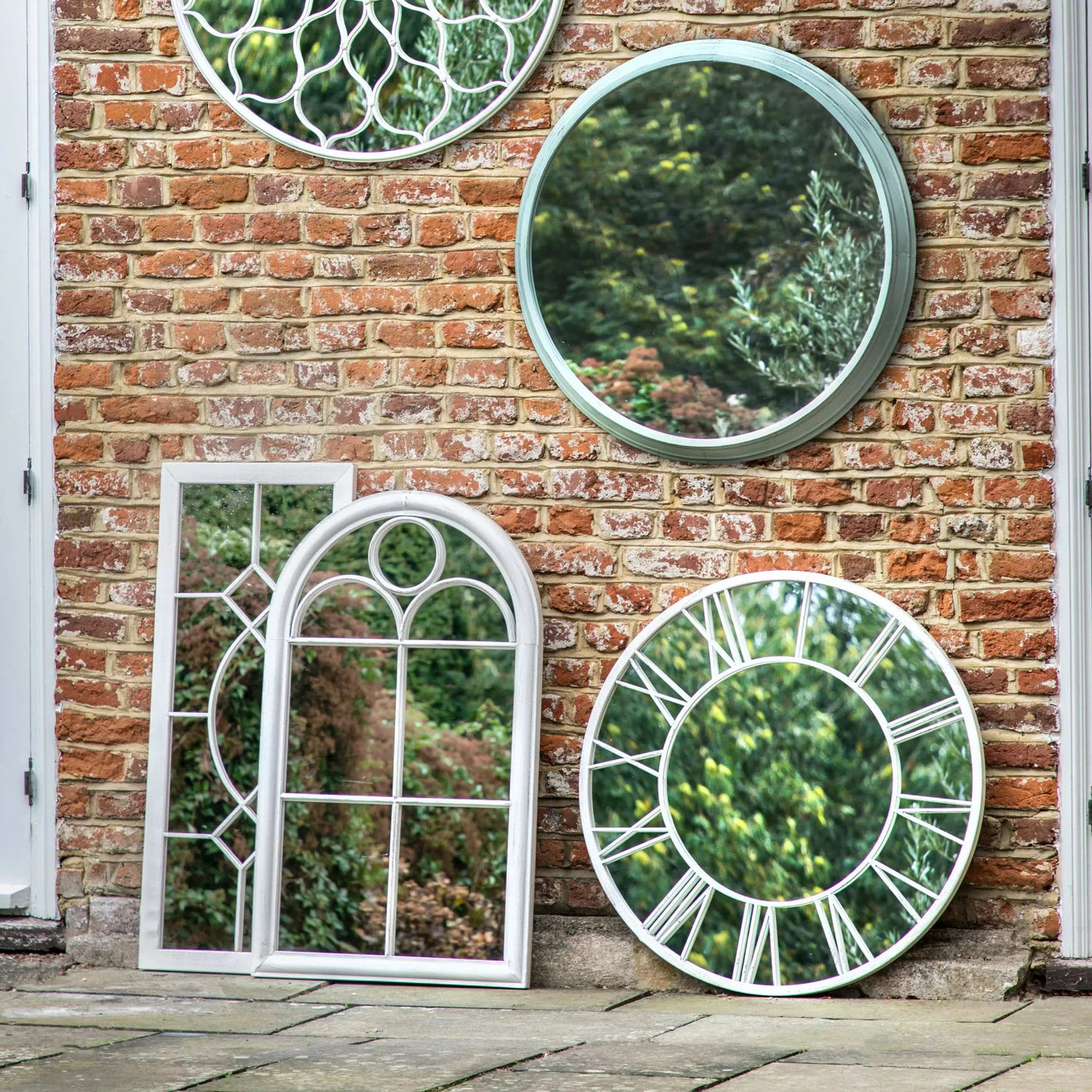 Bodhi Mirrors Cowslip Outdoor Mirror Distressed White House of Isabella UK
