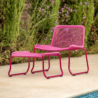 Bodhi Outdoors Sassano Lounge Chair with Footstool Pink House of Isabella UK