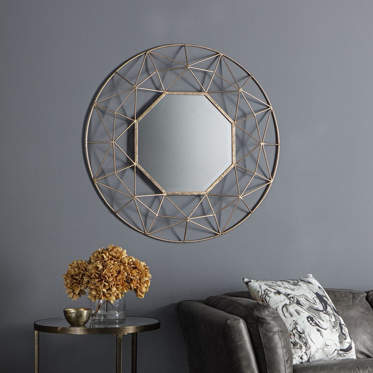 Bodhi Sleeping Ansford Gold Effect Metal Frame Mirror 88.5cm House of Isabella UK