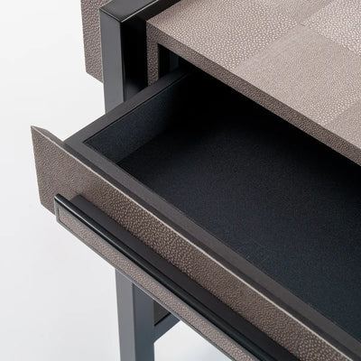 Slide Side Table Grey Shagreen Leather - House of Isabella UK