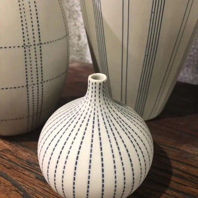 Eccotrading Design London Accessories Ceramic Vase Blue Line Set of 3 House of Isabella UK