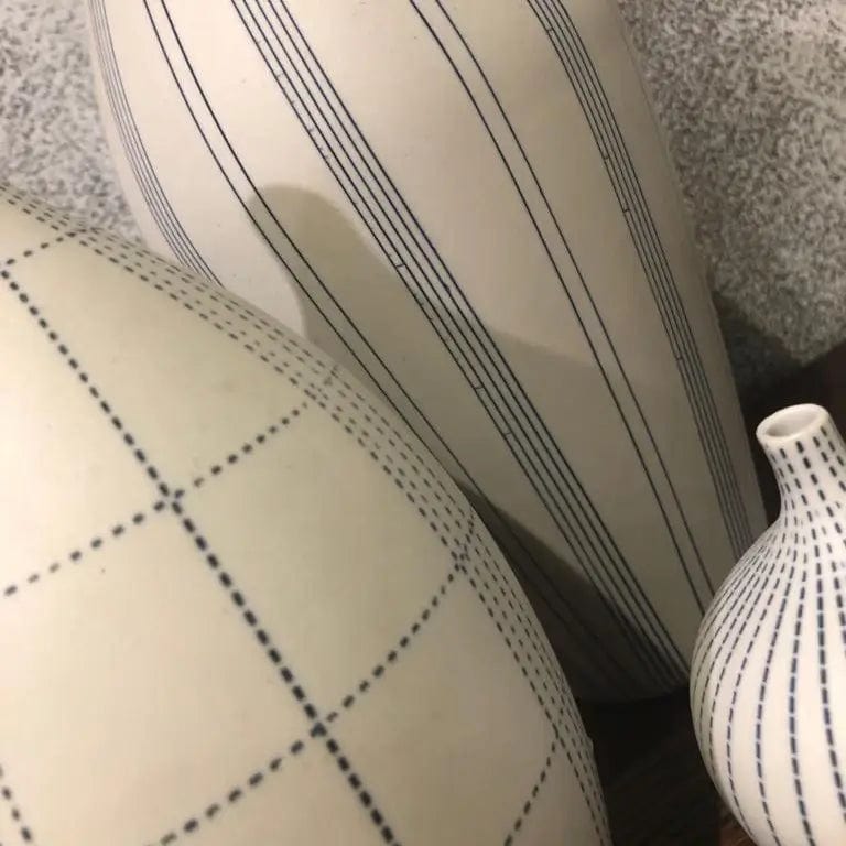 Eccotrading Design London Accessories Ceramic Vase Blue Line Set of 3 House of Isabella UK