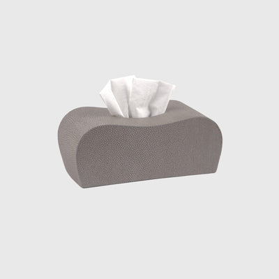 Eccotrading Design London Accessories Curve Tissue Box Grey Shagreen Leather House of Isabella UK