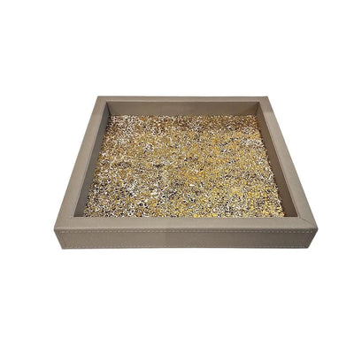 Eccotrading Design London Accessories Gilded Eggshell And Leather Tray House of Isabella UK