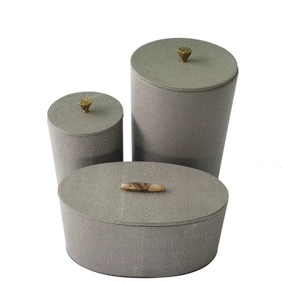 Eccotrading Design London Accessories Lotus Box Grey Shagreen Leather House of Isabella UK
