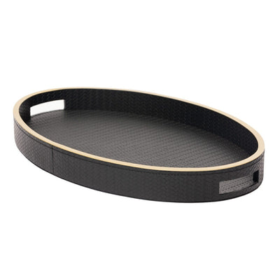 Eccotrading Design London Accessories Paragon Oval Tray Black Weave Leather House of Isabella UK