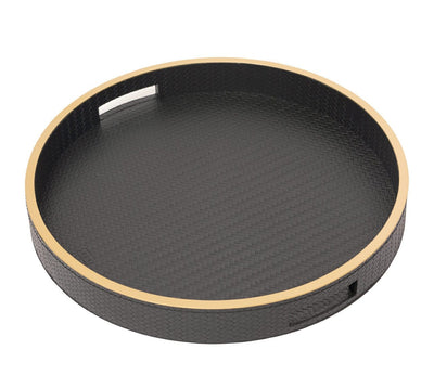Eccotrading Design London Accessories Paragon Round Tray Black Weave Leather House of Isabella UK
