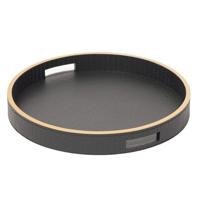 Eccotrading Design London Accessories Paragon Round Tray Black Weave Leather House of Isabella UK