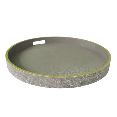Eccotrading Design London Accessories Paragon Round Tray Grey Shagreen Leather House of Isabella UK