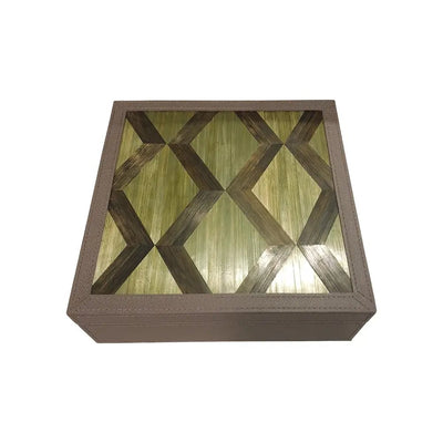 Eccotrading Design London Accessories Straw Box Green Zigzag Marquetry House of Isabella UK