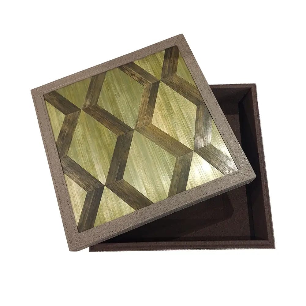 Eccotrading Design London Accessories Straw Box Green Zigzag Marquetry House of Isabella UK