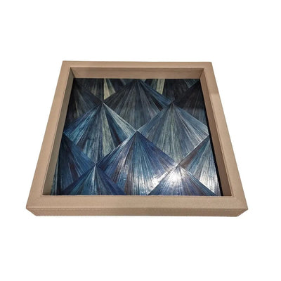 Eccotrading Design London Accessories Straw Marquetry Tray Blue House of Isabella UK
