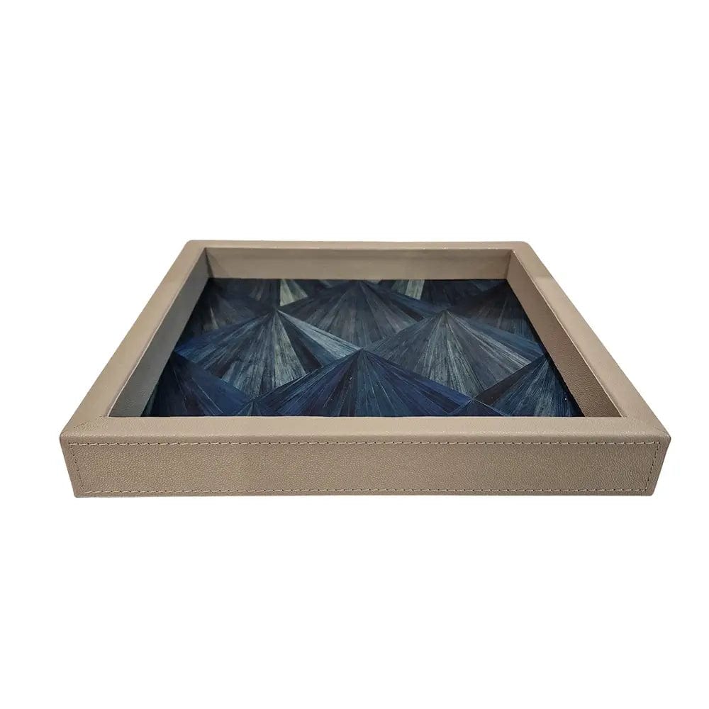 Eccotrading Design London Accessories Straw Marquetry Tray Blue House of Isabella UK