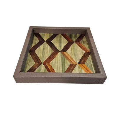 Eccotrading Design London Accessories Straw Marquetry Tray Green House of Isabella UK