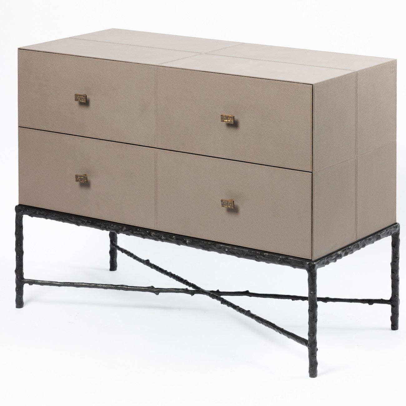 Eccotrading Design London Living Arun Chest Bronze 2 Drawer Putty Leather House of Isabella UK